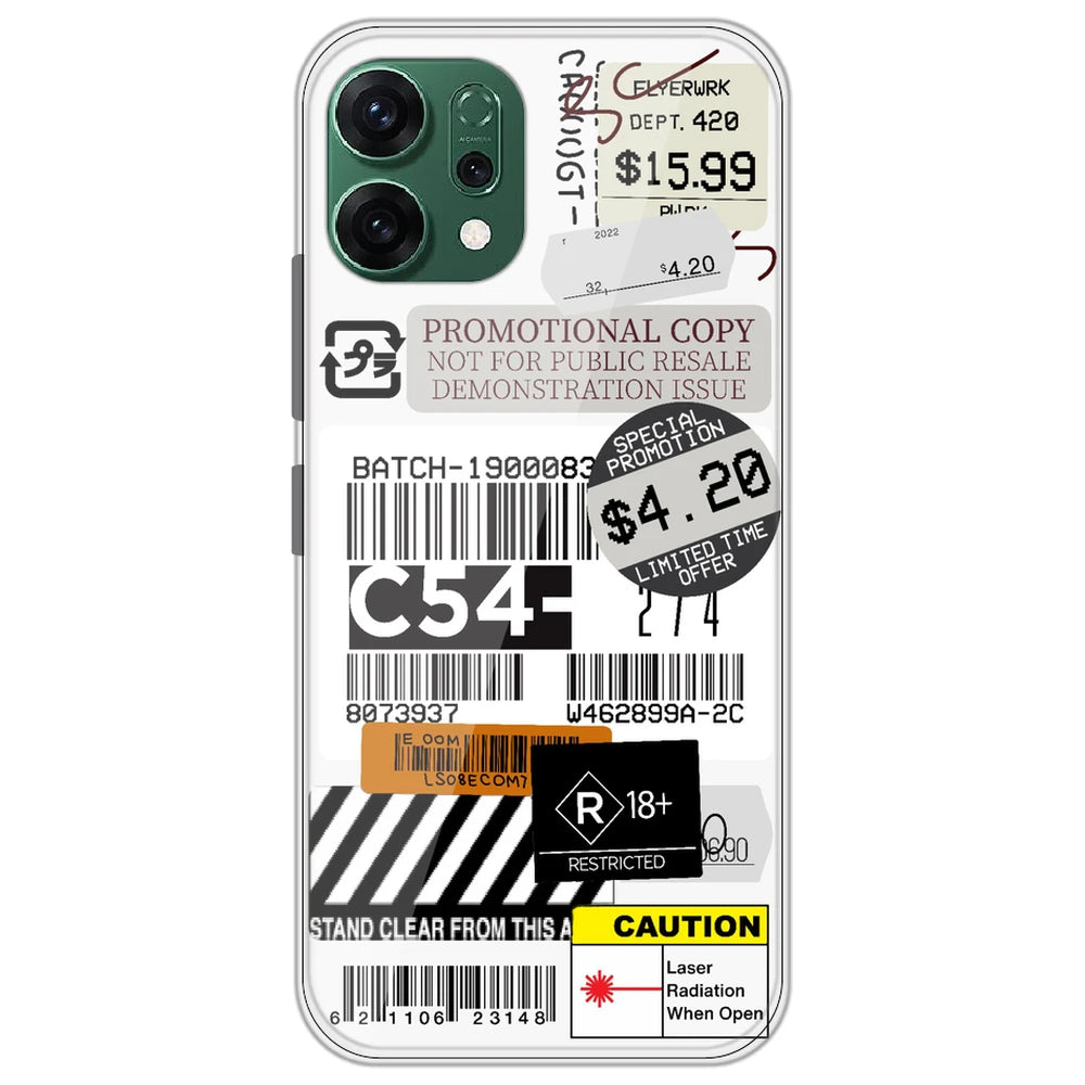 Labels - Clear Printed Silicone Case for Oppo Reno 14