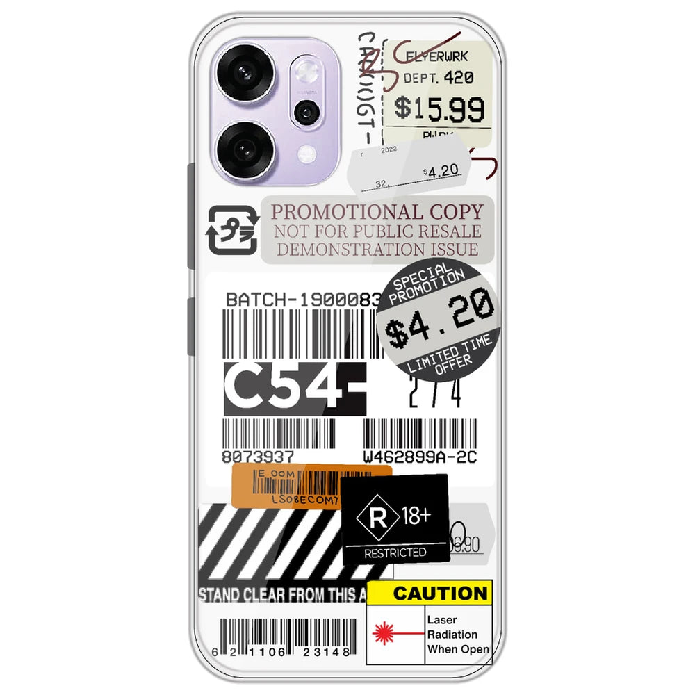 Labels - Clear Printed Silicone Case for Oppo Reno 14 Pro