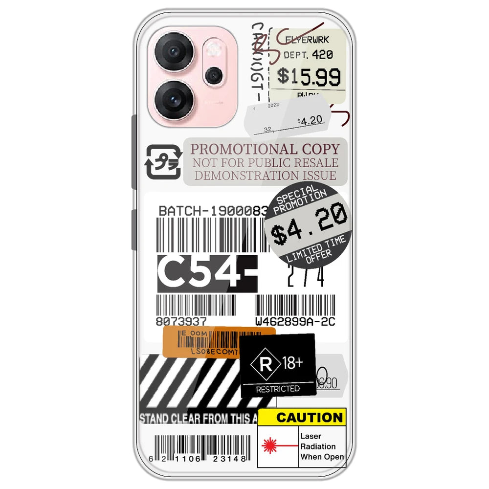 Labels - Clear Printed Silicone Case for Oppo Reno 14F