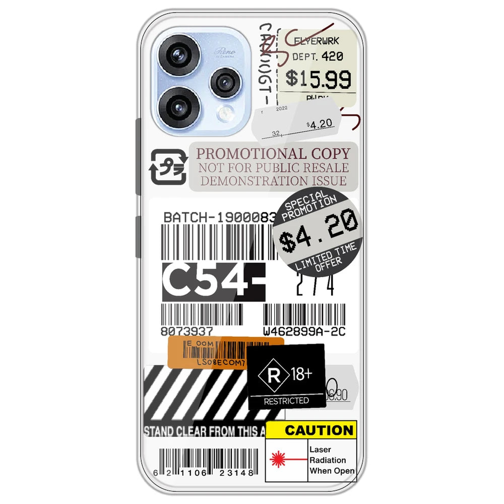 Labels - Clear Printed Silicone Case for Oppo Reno 15