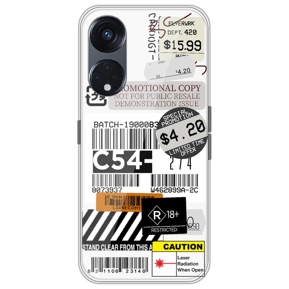 Labels - Clear Printed Silicone Case for Oppo Reno 8T 5G
