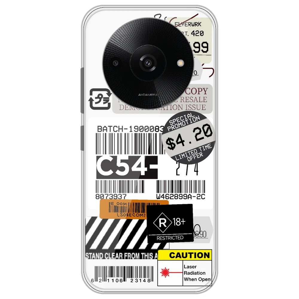 Labels - Clear Printed Silicone Case for Poco C61