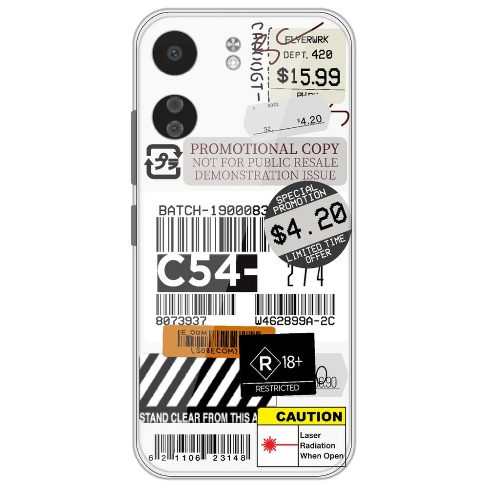 Labels - Clear Printed Silicone Case for Poco C65