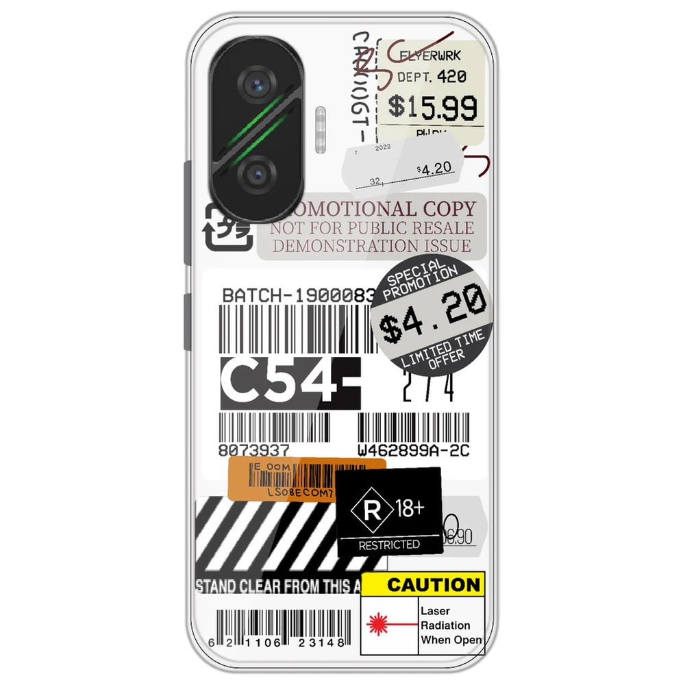 Labels - Clear Printed Silicone Case for Poco F7