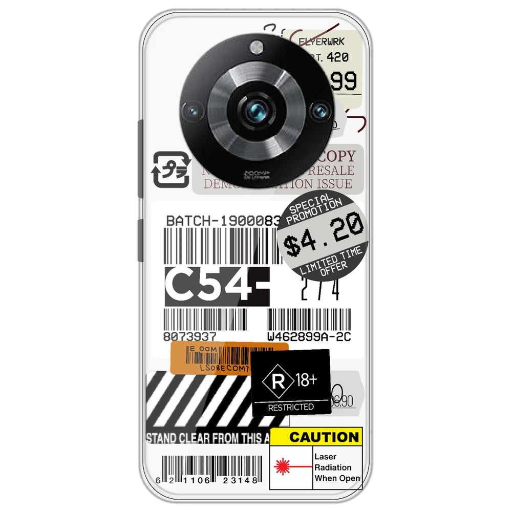 Labels - Clear Printed Silicone Case for Realme 11 Pro Plus