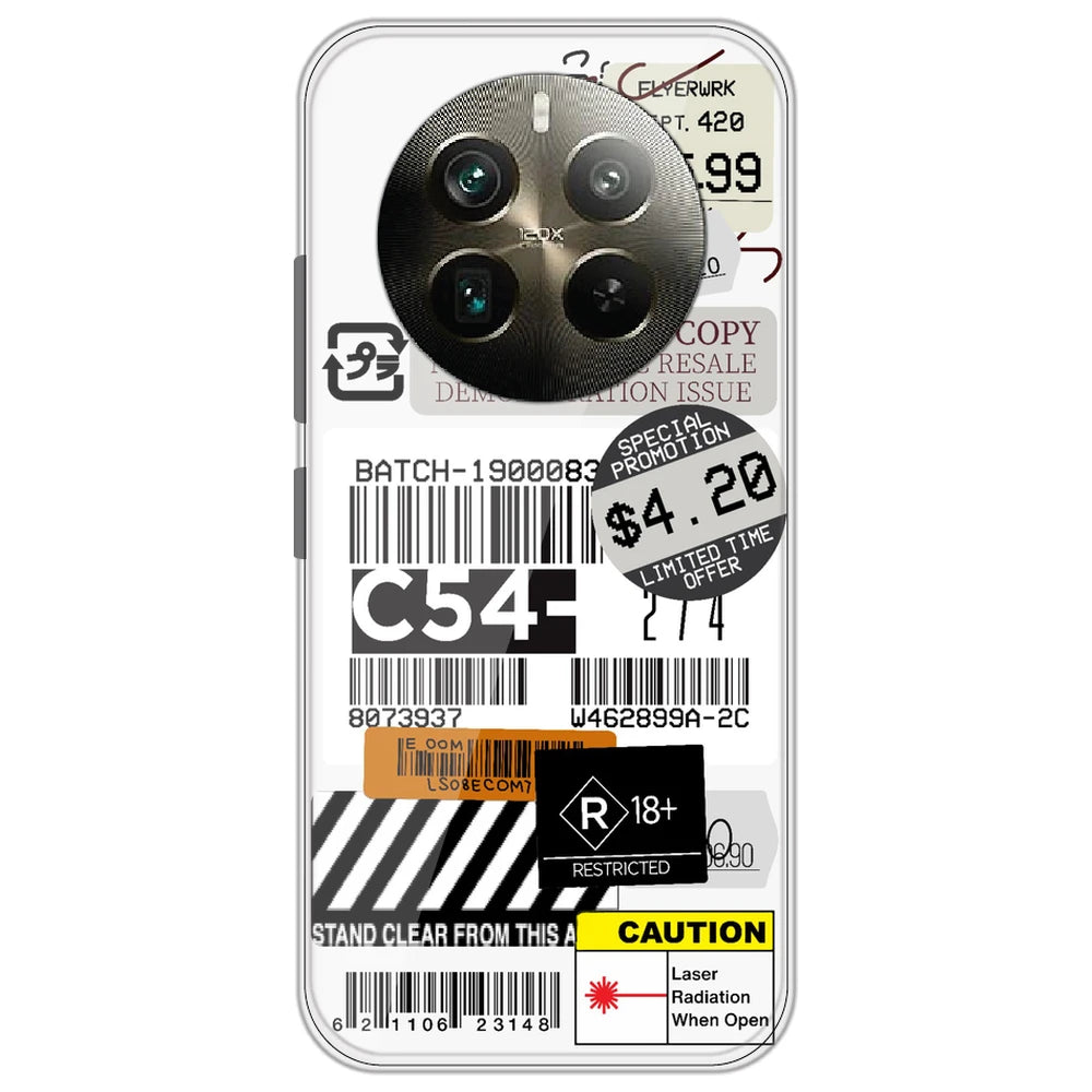 Labels - Clear Printed Silicone Case for Realme 12 Pro Plus