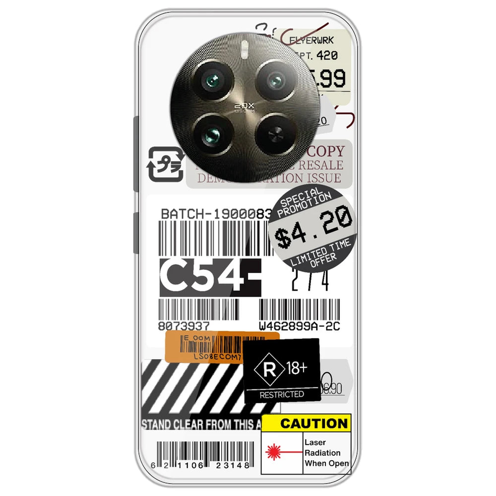 Labels - Clear Printed Silicone Case for Realme 12 Pro