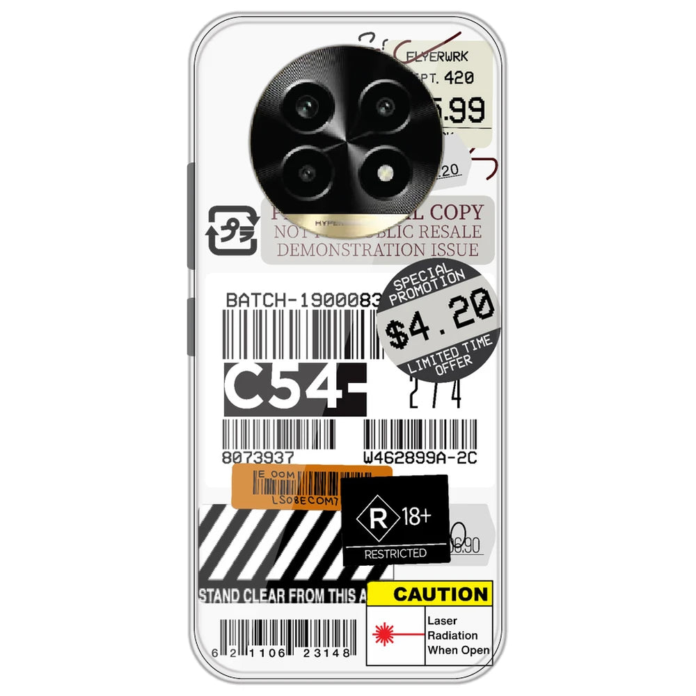Labels - Clear Printed Silicone Case for Realme 14 Pro Lite