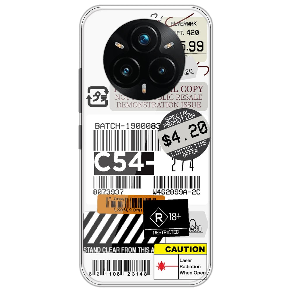 Labels - Clear Printed Silicone Case for Realme 14 Pro Plus