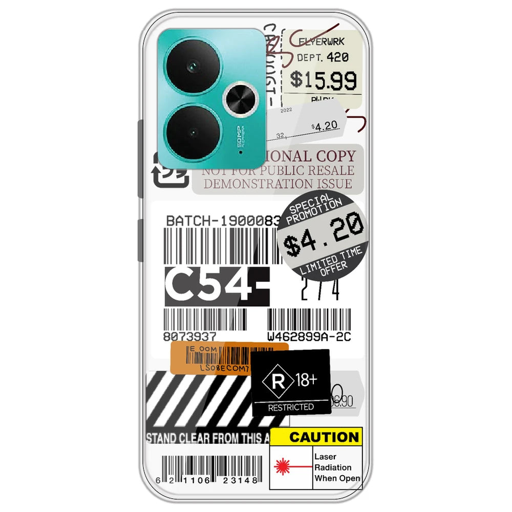 Labels - Clear Printed Silicone Case for Realme 14T