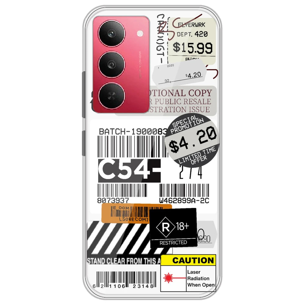 Labels - Clear Printed Silicone Case for Realme 14x