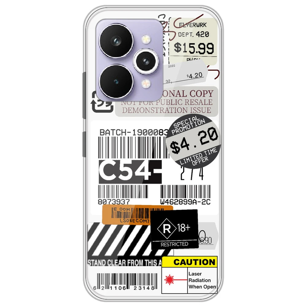 Labels - Clear Printed Silicone Case for Realme 15