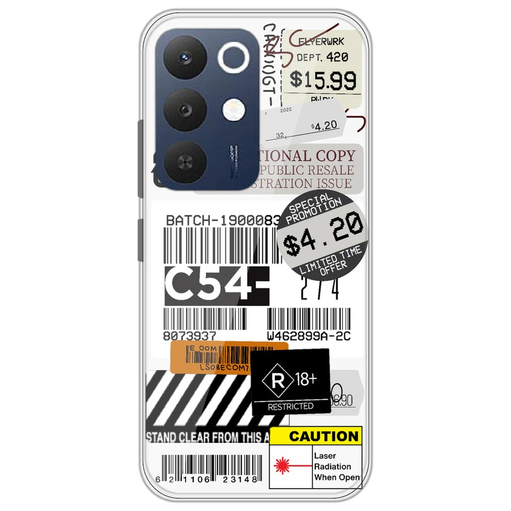 Labels - Clear Printed Silicone Case for Realme 15X