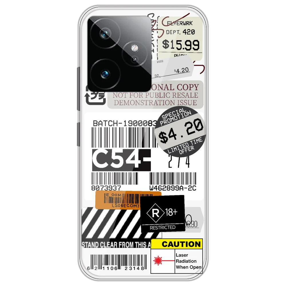 Labels - Clear Printed Silicone Case for Realme GT 7