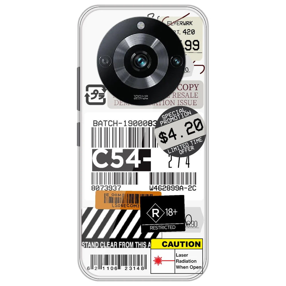 Labels - Clear Printed Silicone Case for Realme Narzo 60 Pro 5G