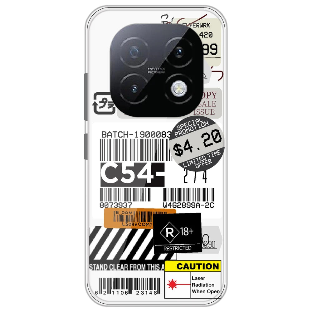 Labels - Clear Printed Silicone Case for Realme Narzo 70 Turbo