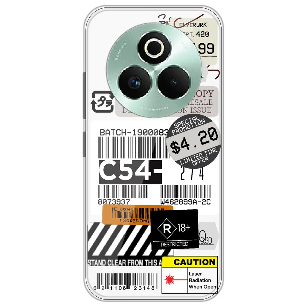 Labels - Clear Printed Silicone Case for Realme P3 Pro