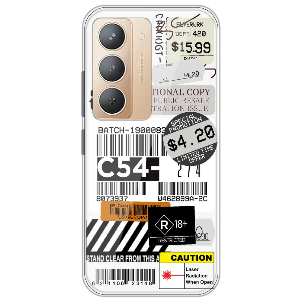 Labels - Clear Printed Silicone Case for Realme P3X