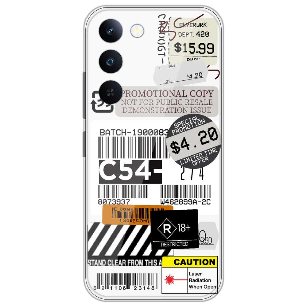 Labels - Clear Printed Silicone Case for Realme P4 Lite