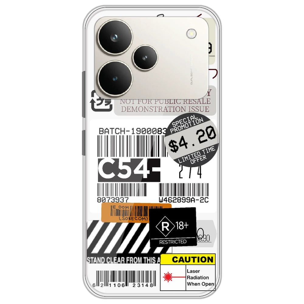 Labels - Clear Printed Silicone Case for Realme P4 Pro