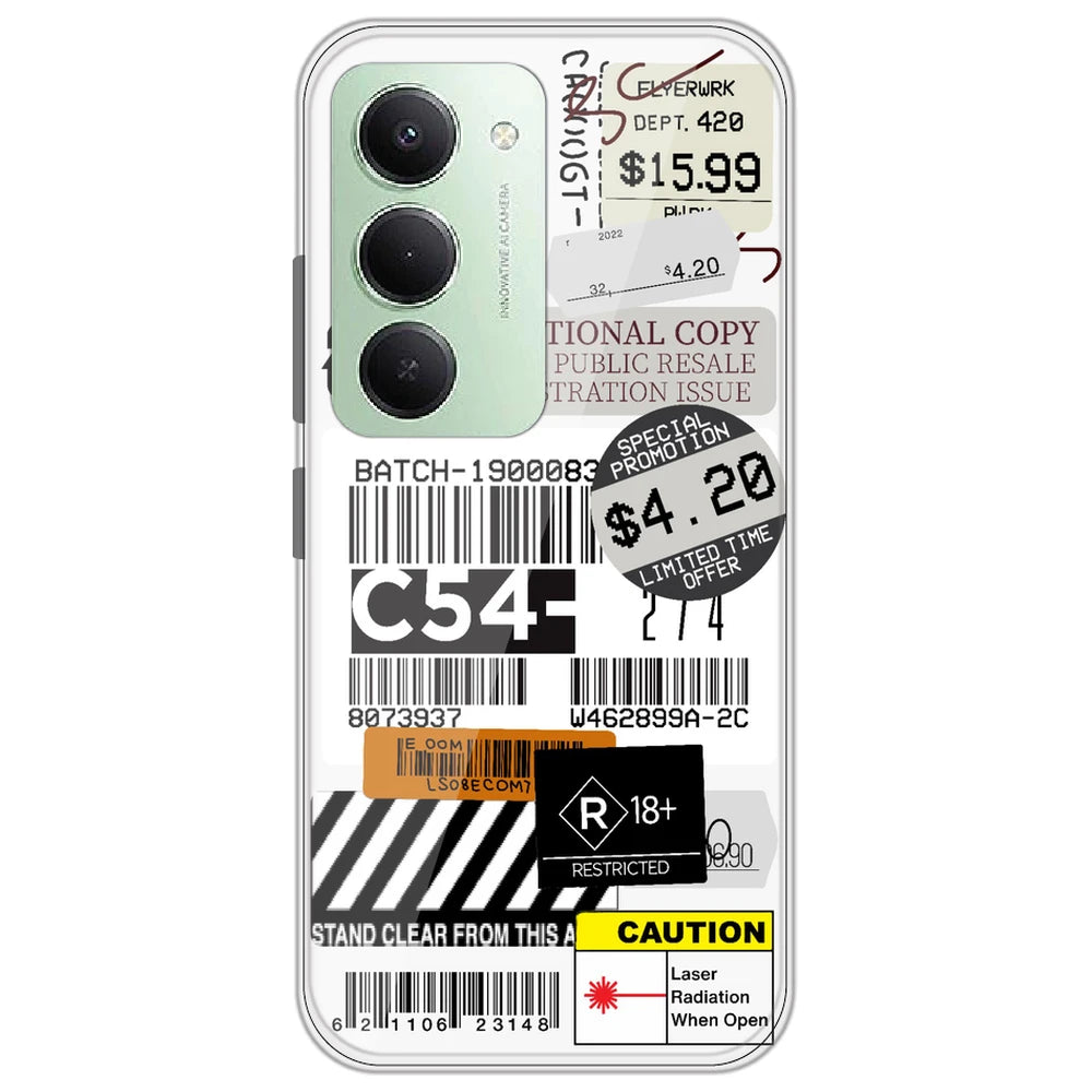 Labels - Clear Printed Silicone Case for Redmi 15 5G