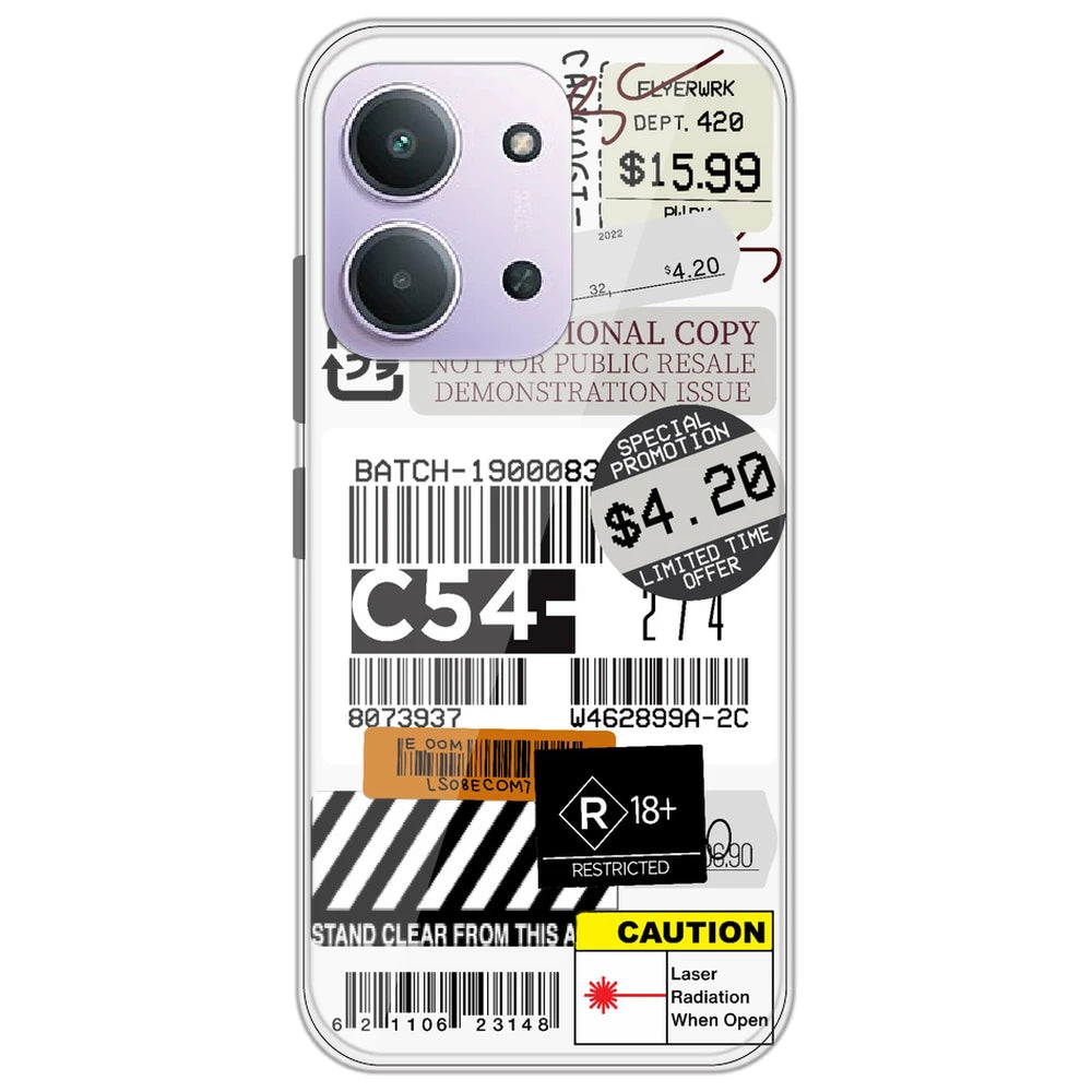Labels - Clear Printed Silicone Case for Redmi 15C