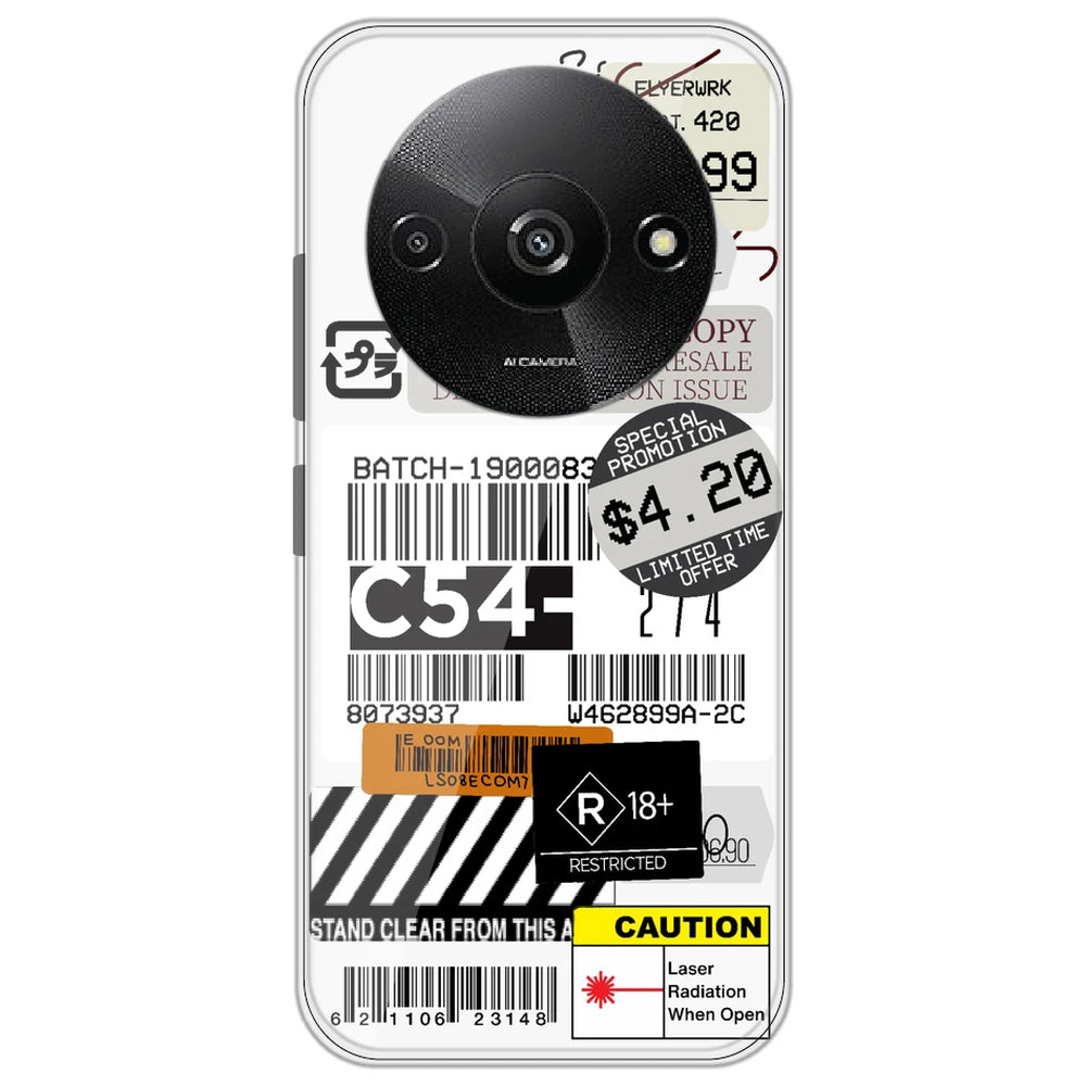 Labels - Clear Printed Silicone Case for Redmi A3