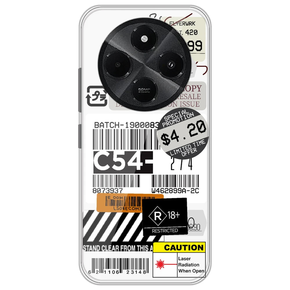 Labels - Clear Printed Silicone Case for Redmi A4