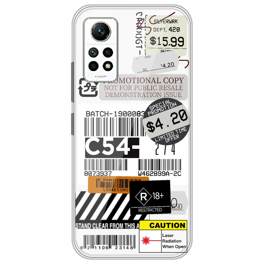 Labels - Clear Printed Silicone Case for Redmi Note 12 Pro 4G
