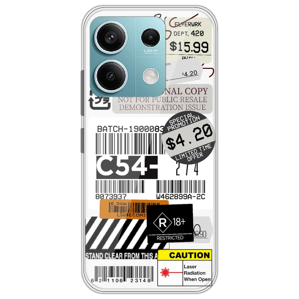 Labels - Clear Printed Silicone Case for Redmi Note 13 5G