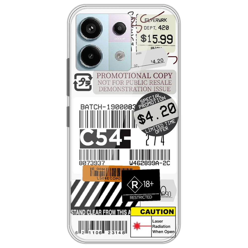 Labels - Clear Printed Silicone Case for Redmi Note 13 Pro 5G