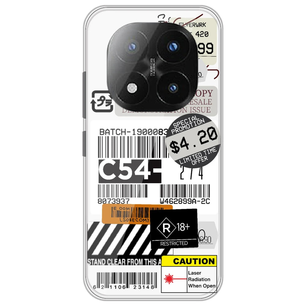 Labels - Clear Printed Silicone Case for Redmi Note 14 Pro Plus