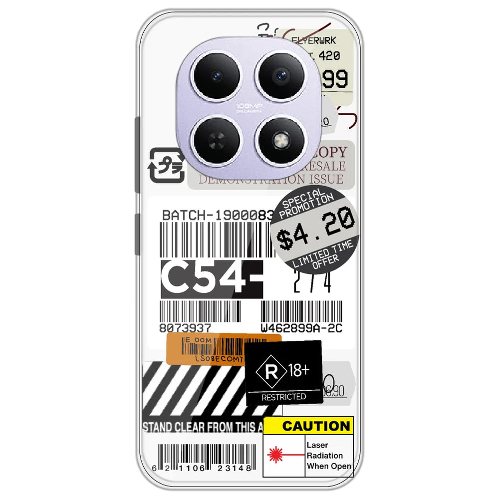 Labels - Clear Printed Silicone Case for Redmi Note 15 5G