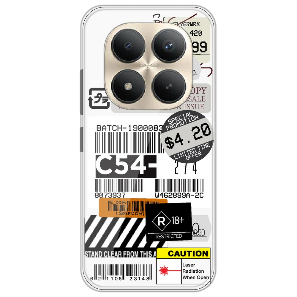 Labels - Clear Printed Silicone Case for Redmi Note 15 Pro Plus 5G