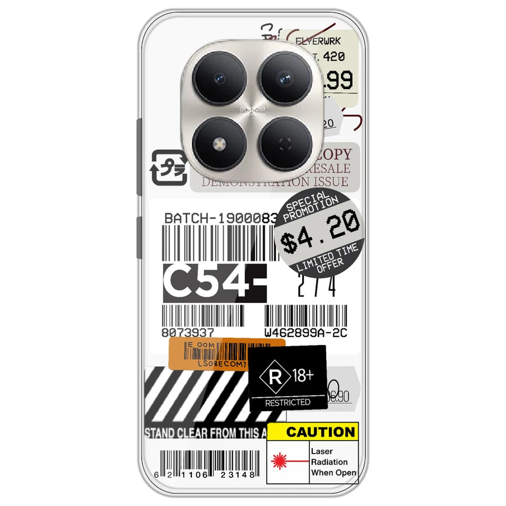 Labels - Clear Printed Silicone Case for Redmi Note 15 Pro