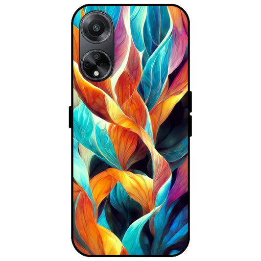 Leaves Abstract Art - Glossy Metal Silicone Case for Oppo F23 5G