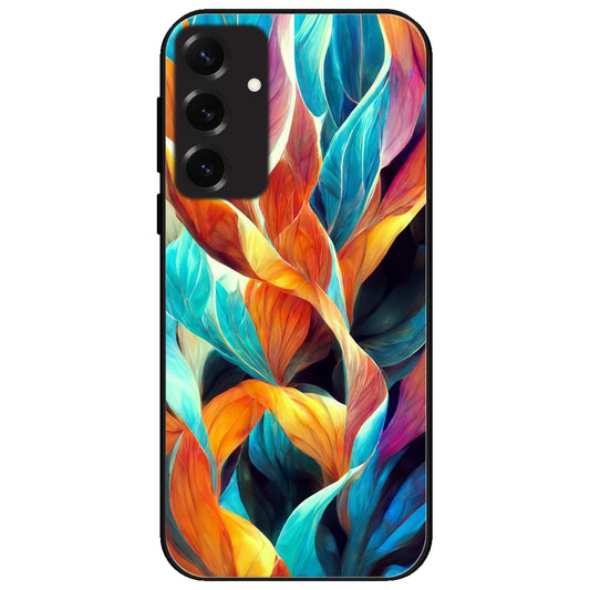 Leaves Abstract Art - Glossy Metal Silicone Case for Samsung Galaxy S25 Plus