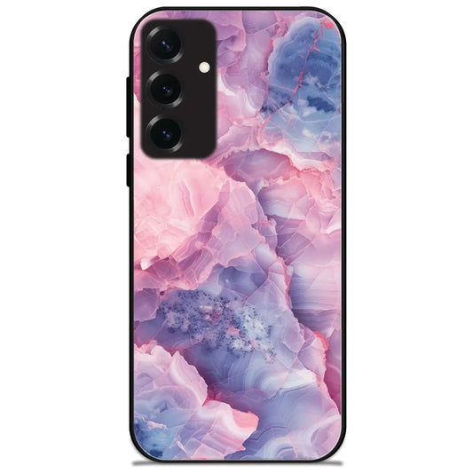 Lilac Crystal Marble - Glossy Metal Silicone Case for Samsung Galaxy S25 Plus