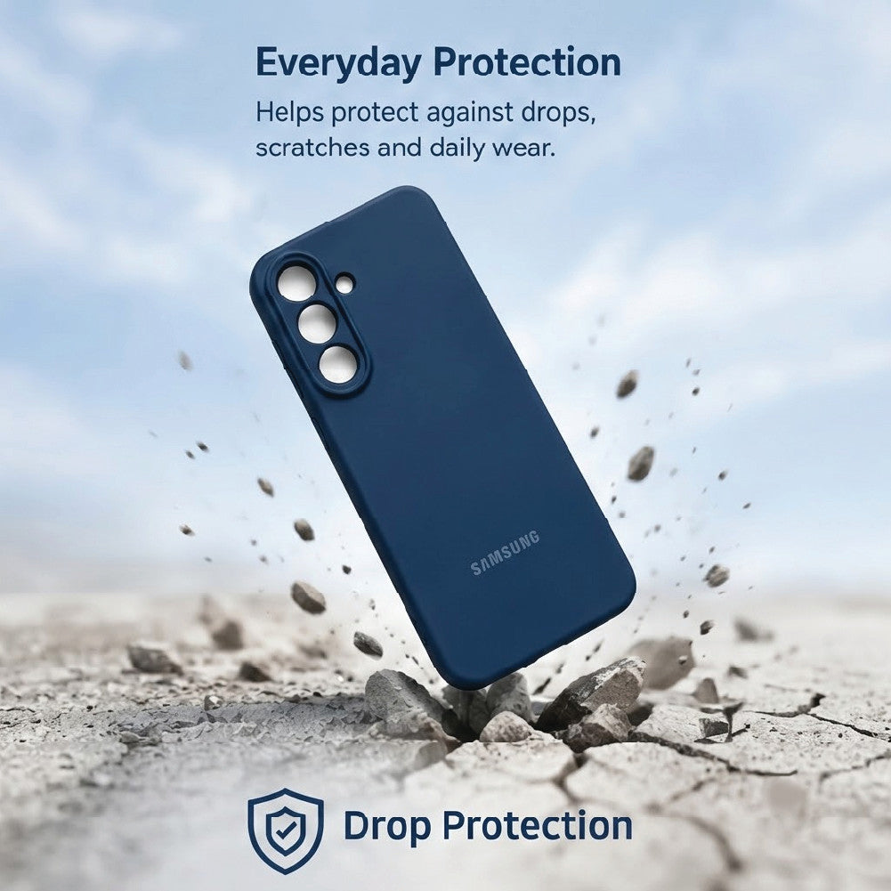 Samsung Galaxy S26 blue silicone case – everyday protection against drops, scratches and wear
