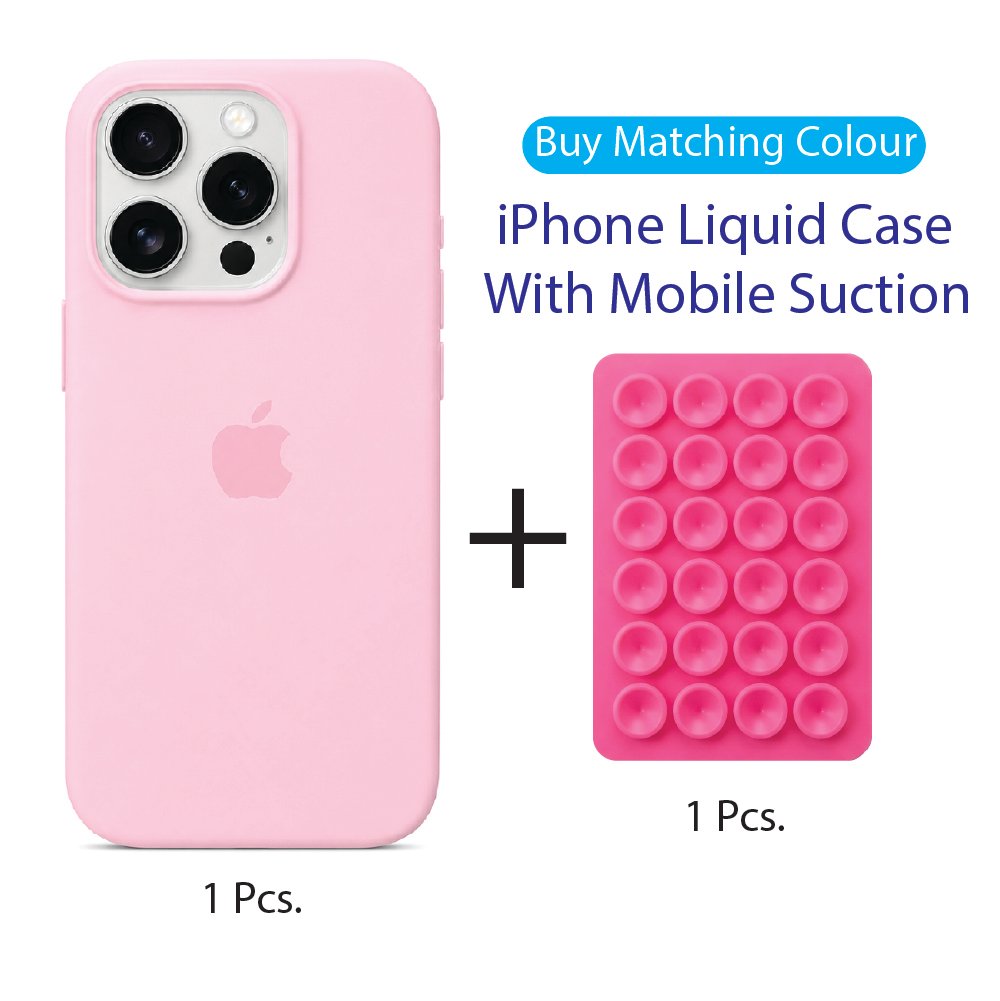 Baby Pink Liquid Silicone case + Hot Pink suction holder, matching colours