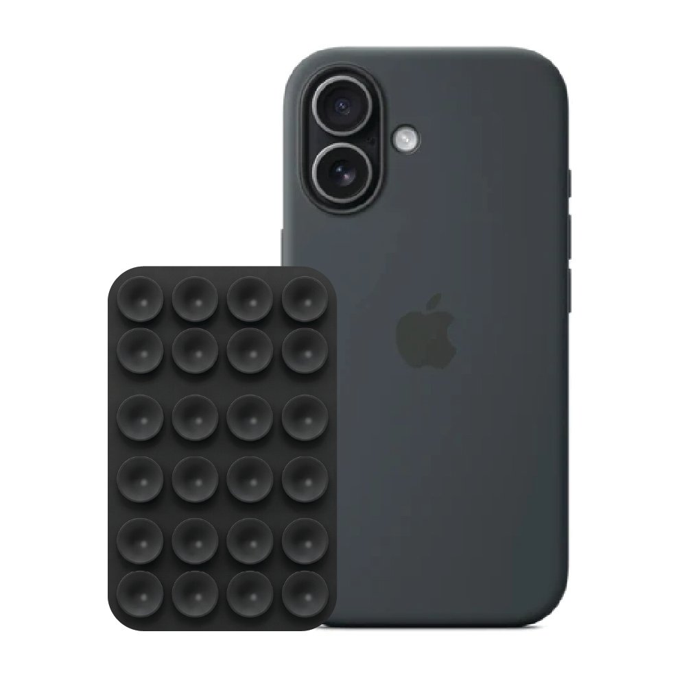 iPhone 17 Black Liquid Silicone case with Black suction holder