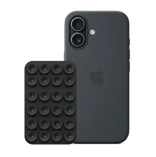 iPhone 17 Black Liquid Silicone case with Black suction holder