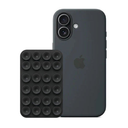 iPhone 16 Black Liquid Silicone case with Black suction holder