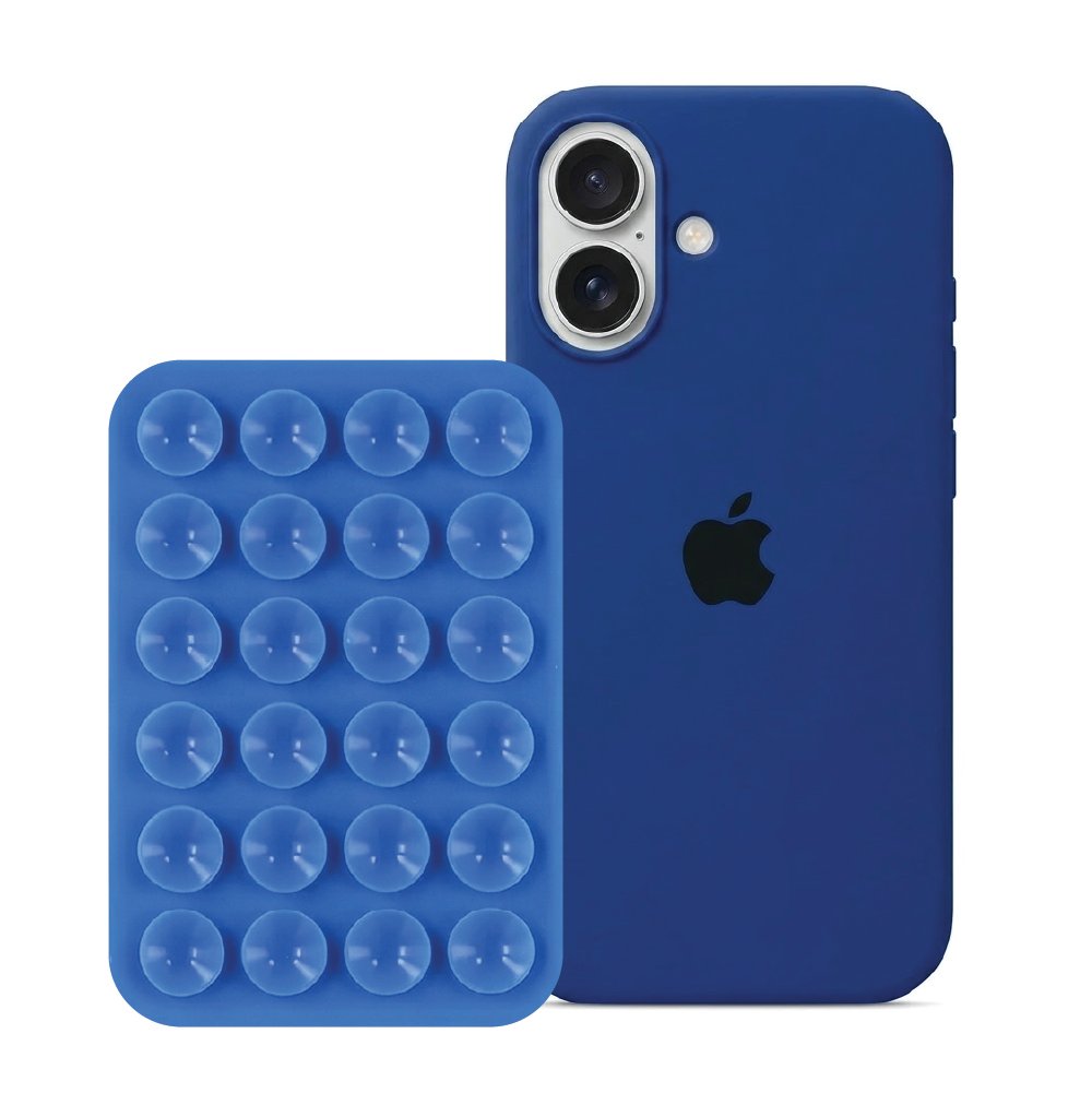 iPhone 17 Royal Blue Liquid Silicone case with Blue suction holder