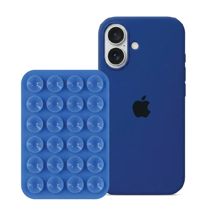 iPhone 16 Royal Blue Liquid Silicone case with Blue suction holder