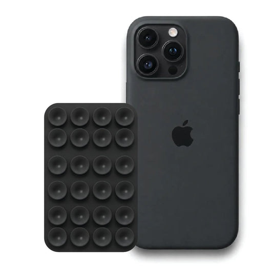 iPhone 16 Pro Max Black Liquid Silicone case with Black suction holder