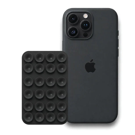 iPhone 16 Pro Black Liquid Silicone case with Black suction holder