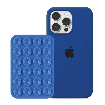 iPhone 16 Pro Max Royal Blue Liquid Silicone case with Blue suction holder
