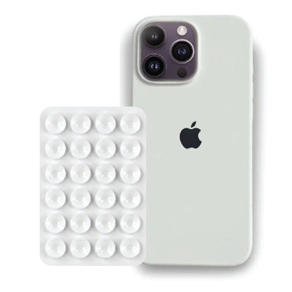 iPhone 16 Pro Max White Liquid Silicone case with White suction holder