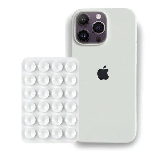 iPhone 16 Pro White Liquid Silicone case with White suction holder